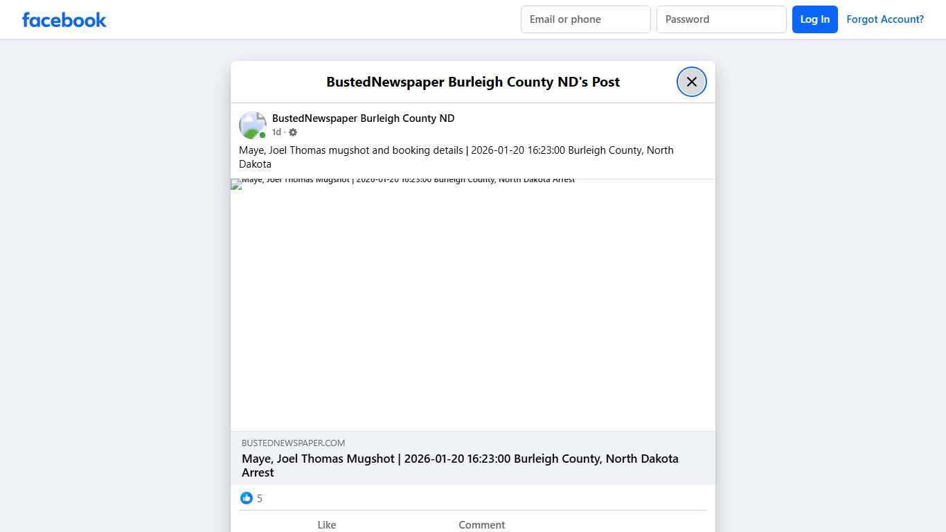 Maye, Joel Thomas... - BustedNewspaper Burleigh County ND | Facebook