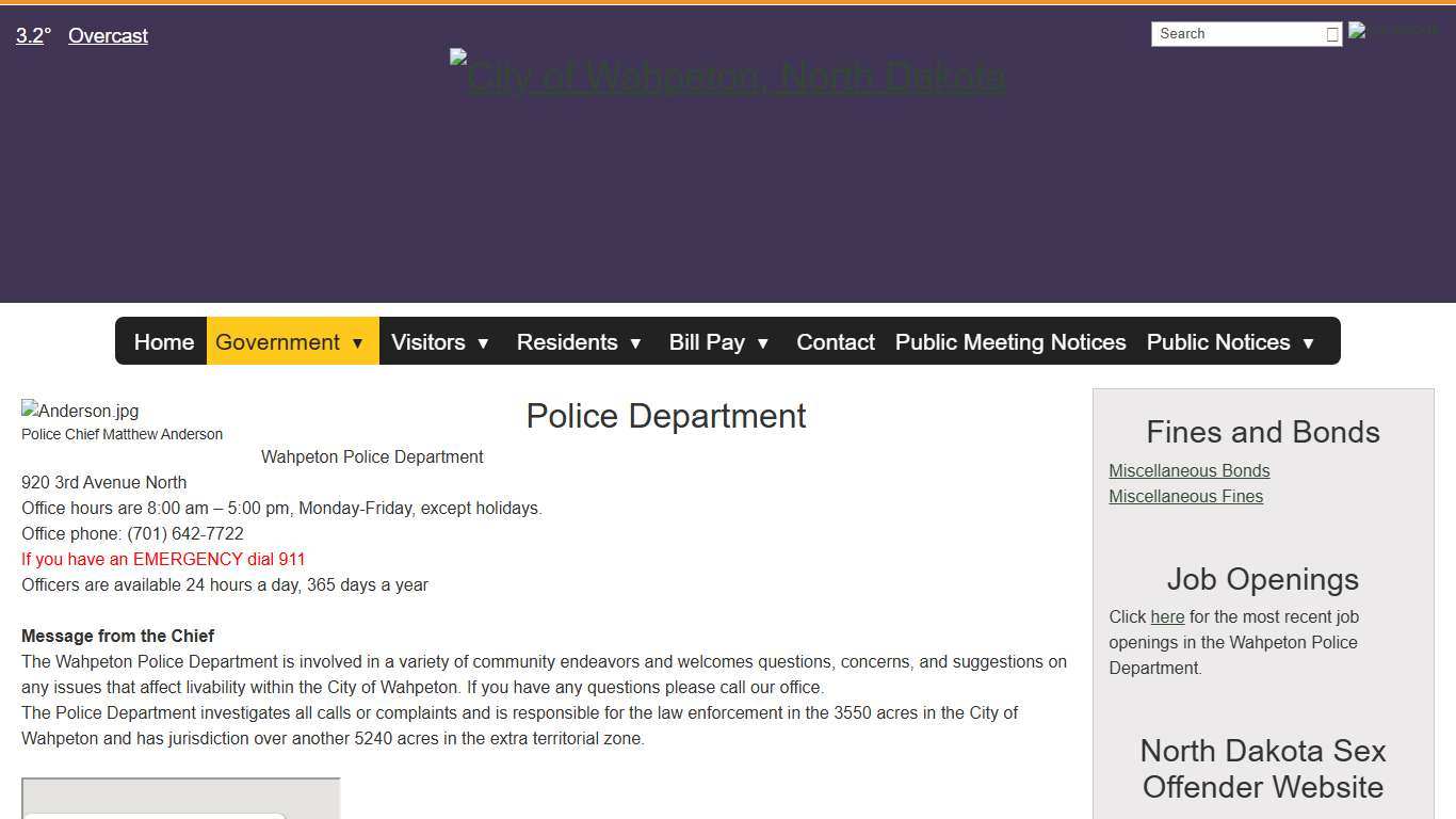 Police Department - City of Wahpeton, North Dakota