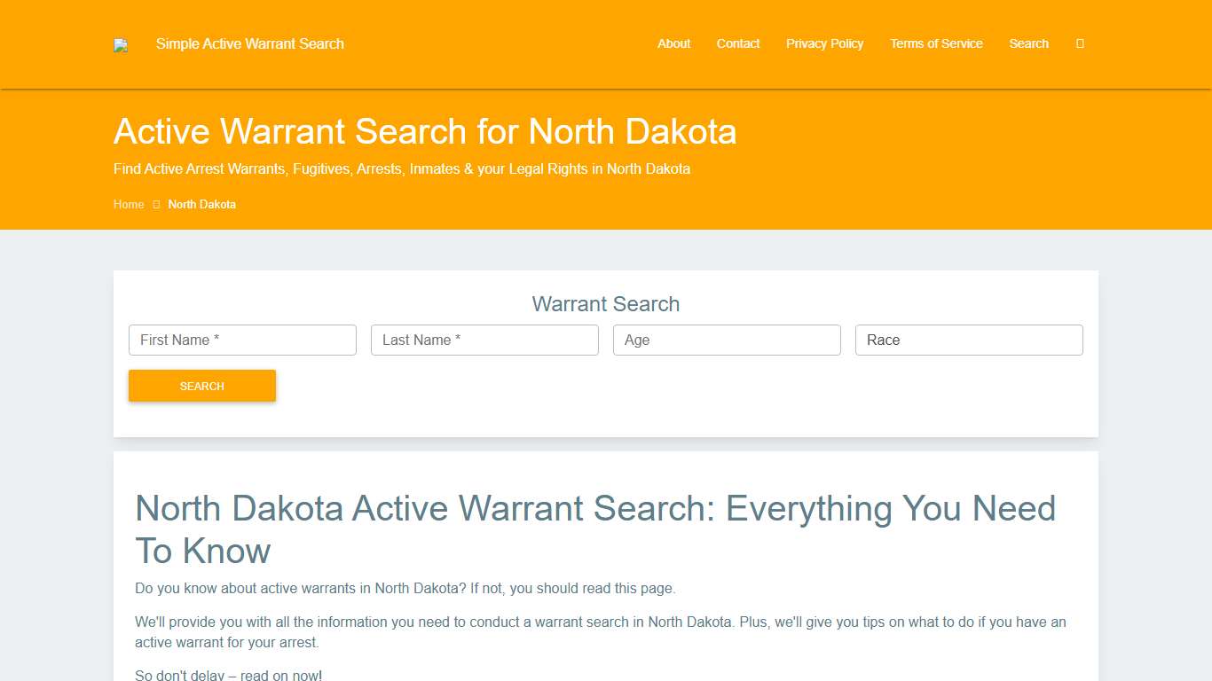 Active Warrant Search in North Dakota - Outstanding Arrest Warrants