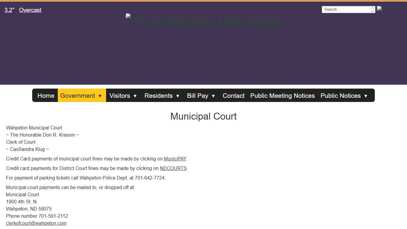 Municipal Court - City of Wahpeton, North Dakota