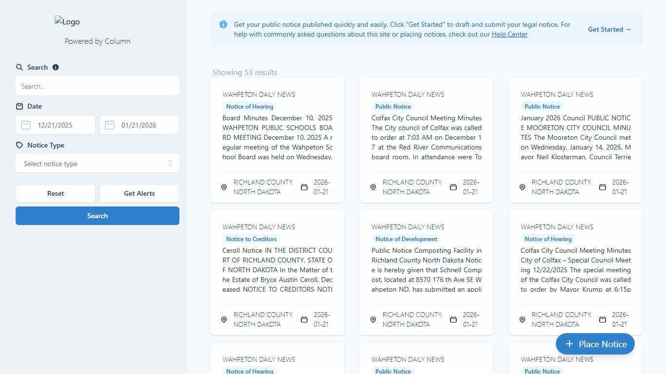 Public Notices | Wahpeton Daily News